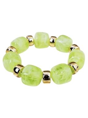 Viola Lime Green & Gold Tone Soho Brunch Beaded Stretch Bracelet (NWT)
